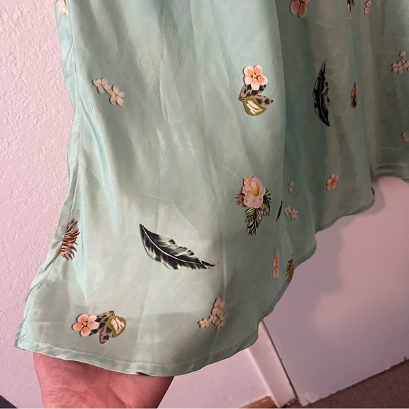 NWT VRG GRL Mint Green Floral Slip Dress Midi Adjustable Spaghetti Strap 8 - Picture 3 of 12